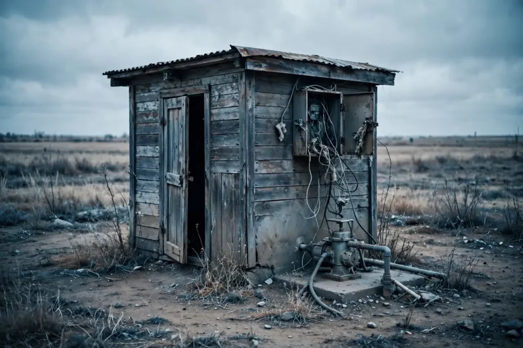 Rural well pump house with faulty wiring in Klamath Basin